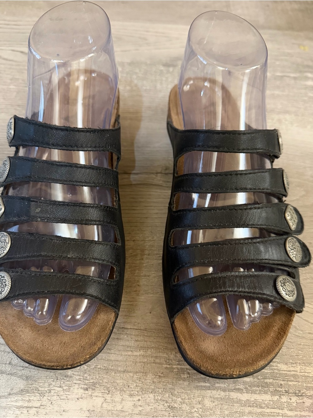 Dansko Black Leather Multi-Strap Sandals -Janie. 38